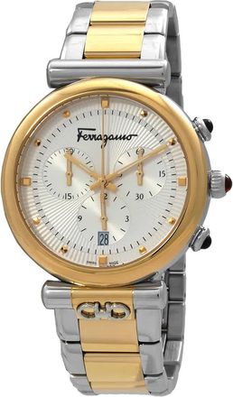 Ferragamo Ora Chronograph Quartz Silver Dial Two-Tone Ladies Watch SFHQ00520