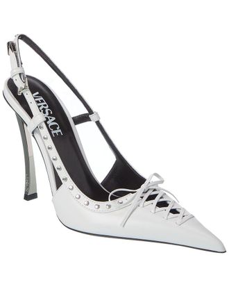 Versace Laced Pin-Point Leather Slingback Pump