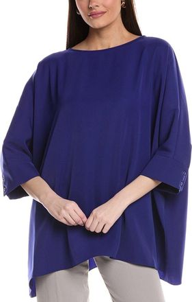 St. John Twill 3/4 Sleeve Draped Blouse