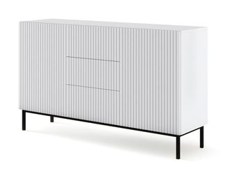 AKL FURNITURE C&oacute;moda efecto madera Blanco y Negro LED