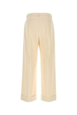 Valentino Garavani Mens Melange Ivory Cotton Pant Seashell Exterior: Pantaloni