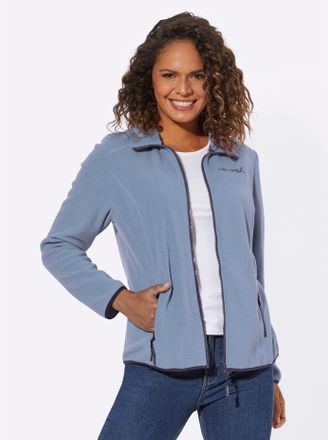 Casual Looks Fleecejacke CASUAL LOOKS, Damen, Gr. 36, blau (bleu), 100% Polyester, unifarben, Jacken Fleecejacke