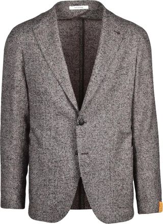 Tagliatore Beige/Brown Textured Virgin Wool-Blend Round Jacket