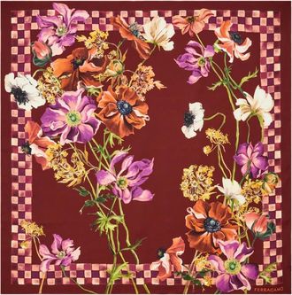 Ferragamo Foulard in seta con stampa Fiori - Rosso