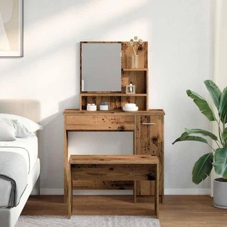Berkfield Home Beautiful Dressing Table Set Old Wood Engineered Wood in Brown