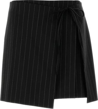 Sportmax embroidered pinstripe-pattern mini skirt - Nero
