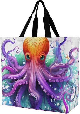 Generic Colorful Octo Pus Grocery Bag Durable Shopping Bag Reusable Shoulder Bags For Camping Picnic Casual