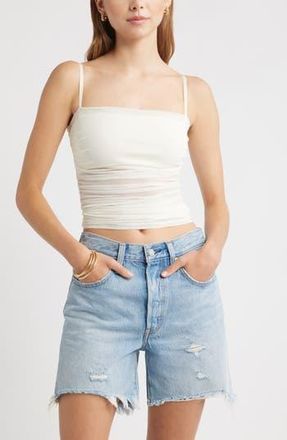 Open Edit Ruched Mesh Camisole in Ivory at Nordstrom Rack, Size Xx-Small