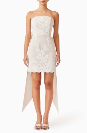 Elliatt Florian Strapless Lace Cocktail Minidress in Ivory at Nordstrom, Size Xx-Small