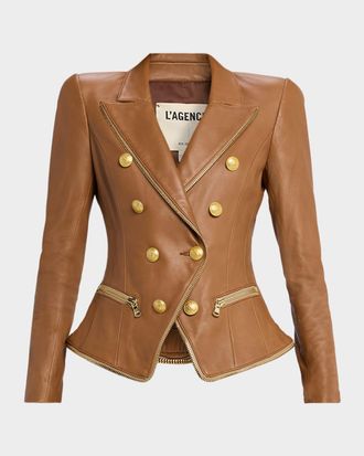 L'agence Ottilie Leather Zip Blazer