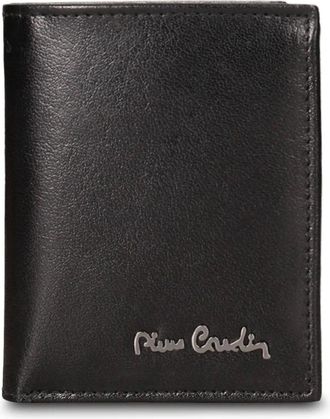 Pierre Cardin Slanke Leren Portemonnee - Heren - Accessoires - Zwart - Maat: ONE Size Zijde