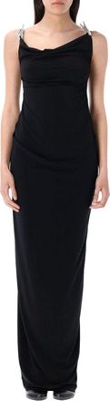 Coperni Draped Bodice Black Maxi Dress
