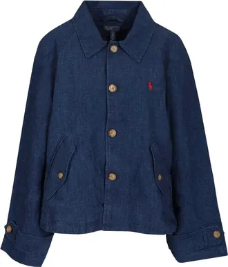 Polo Ralph Lauren Jassen, Dames, Blauw, M, Linnen, Washed Linen Jacket