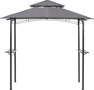 Beliani Beliani - Cenador De Metal Gris Negro 240 Cm Pabell&oacute;n De Jard&iacute;n Gazebo Toldo Ganchos Naro