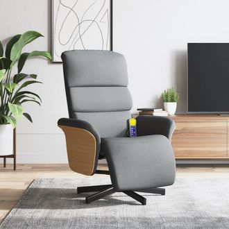 vidaXL Vidaxl - Sill&oacute;n Reclinable De Masaje Con Reposapi&eacute;s Tela Gris Claro