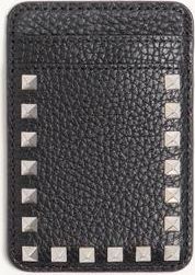 Valentino Garavani Portacarte magnetico Rockstud Valentino Garavani in Vitello Granato Uomo NERO UNI