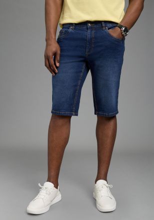 DELMAO Jeansshorts DELMAO, Herren, Gr. 30, N-Gr, dunkelblau used, Denim/Jeans, Obermaterial: 99% Baumwolle, 1% Elasthan, kontrastfarbene Details, regular fit