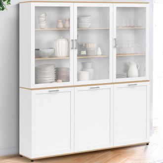 IDMarket Vito Aparador 160 Cm Mueble Cocina 6 Puertas Blanco Y Madera