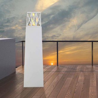 Dmora Dmora - Chimenea De Bioetanol Arese, Chimenea Ecol&oacute;gica, Hogar Sin Humo, Calefactor De Etanol, Made In Italy, 40x40 H145 Cm, Blanco