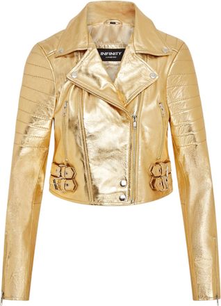 Infinity Leather Womens Brando Cropped Leather Jacket-Longtown