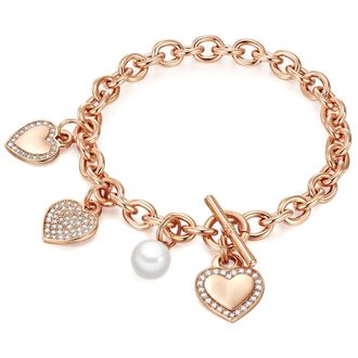 Lulu & Jane Womens Female Pearl Bracelet Brass - Rose Gold - One Size