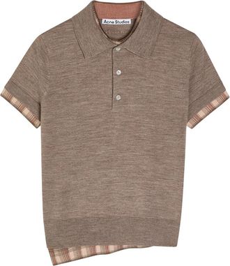 Acne Studios Kalissa Layered Wool Polo Shirt - Light Brown - S (UK8-10 / S)
