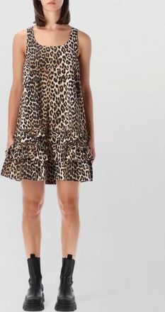 Ganni leopard-print sleeveless mini dress