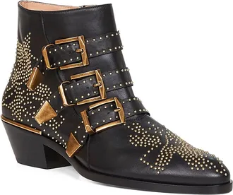 Chlo&eacute; Womens Ankle Boots Susanna Nappa Leather Black Calf