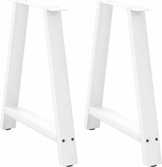 vidaXL Gambe Per Tavolo Da Pranzo A Forma Di A 2 Pz Bianche 80x(72-73) Cm In Acciaio - Vidaxl