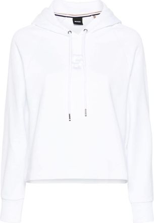 BOSS logo-embroidered cropped hoodie - women - Cotton - M - White