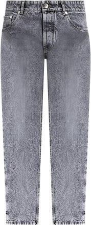 Brunello Cucinelli Jeans dritti con ricamo - Grigio