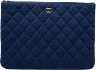 Chanel Pre-owned Clutches, female, Blue, Size: ONE SIZE Pre-owned Quilted Jersey Clutch