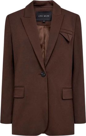Copenhagen Muse Cmtailor Double-Breasted Blazer - Dames - Blazers - Bruin - L - Leer - Jassen