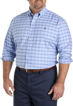 Brooks Brothers Big & Tall Non-Iron Check Oxford Sport Shirt in Serenity at Nordstrom, Size Xx-Large
