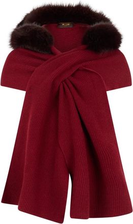 Moorer Sjaal met Bontkraag - Dames - Wintersjaals - Rood - ONE Size - Kasjmier - Accessoires