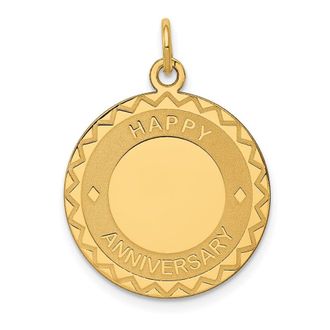 Diamond2Deal 14k Yellow Gold HAPPY ANNIVERSARY Charm