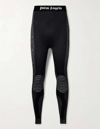 Palm Angels Womens Palm Angels Monogram Baselayer Ski Bottoms Black - Size: 12/10/32in