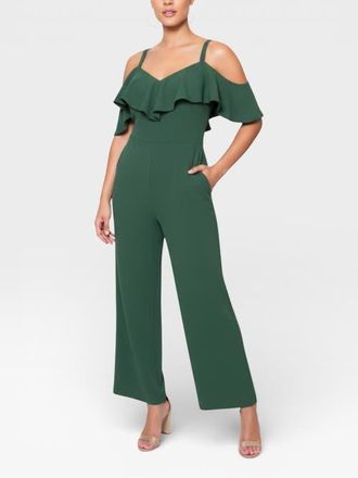 Rachel Roy Marcella Off the Shoulder Ruffle Jumpsuit in Spruce at Nordstrom, Size X-Large