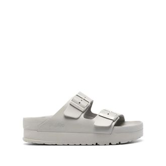 Birkenstock Grijze Leren Dubbele Riem Sandalen - Dames - Sandalen - Grijs - 38 EU - Leer - Schoenen