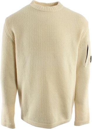 C.P. Company 15Cmkn 090A Ronde hals Knit - Heren - Ronde hals truien - Beige - 2XL - Wol - Truien & Vesten