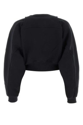 Off-white Womens Black Cotton Sweatshirt Blackwhit Exterior: Felpe