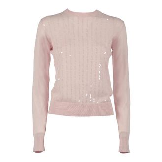 Max Mara Round-neck Knitwear, female, Pink, Size: M Maglia Canottiera Top Gabarra