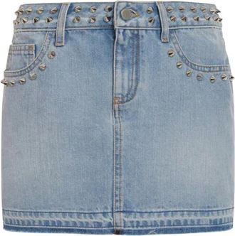 Alessandra Rich Denim rok met studs - Dames - Spijkerrokken - Blauw - W28 - Denim - Rokken
