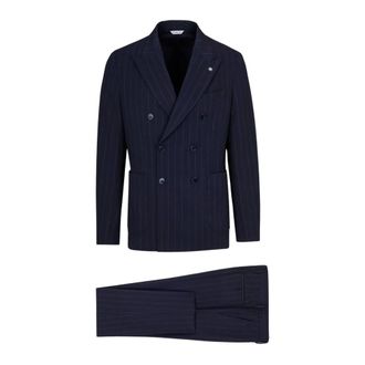 Manuel Ritz Double Breasted Suits, male, Blue, Size: 2XL Abito
