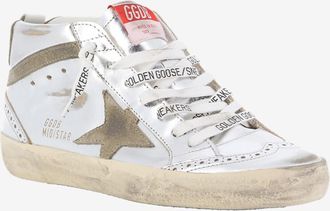 Golden Goose Hohe Metallic-Leder-Sneakers mit Wildleder Mid Star