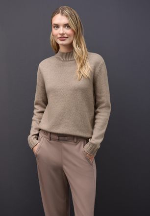 Street One Rollkragenpullover STREET ONE, Damen, Gr. 38, mocha glow meliert, Strick, Obermaterial: 37% Polyacryl, 29% Baumwolle, 29% Polyester, 5% Nylon, meliert