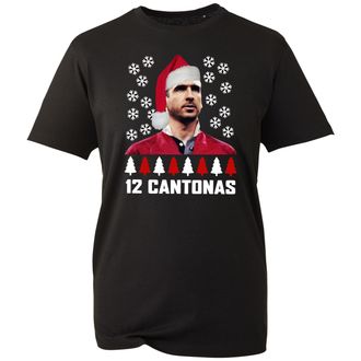 Generic 12 Cantonas T-Shirt, Cheeky Football Fan Xmas Top, English Player Themed Festive Tee, Holiday 2025 Gift Idea UK (Black, L)