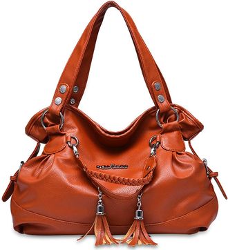 Nicole & Doris NICOLE&DORIS Women Handbags Fashion Large Hobo Bag for Ladies Orange Brown