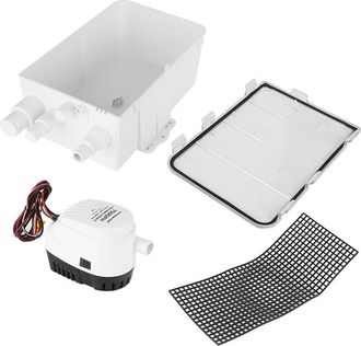 OEM Bomba Met&aacute;lica Multipuerto Dc 12v/24v 750 Gph Para Azulejos De Ducha Con Interruptor Autom&aacute;tico Y Caja De Drenaje Tipo Cu&ntilde;a (12v)