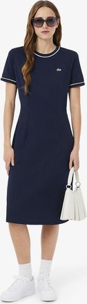Lacoste Getailleerde midi-jurk, korte mouwen, ronde hals